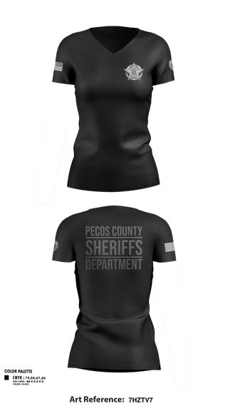 Womens Short Sleeve Vneck Shirt, Pecos County Sheriff’s Office, Police, Teamtime, Team time, sublimation, custom sports apparel, team uniforms, spirit wear, spiritwear, sports uniforms, custom shirts, team store, custom team store, fundraiser sports, apparel fundraiser