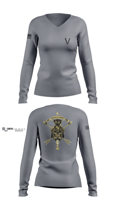 HHC, GSB, 5SFG 78234570 Women's Long Sleeve V-neck Shirt -3