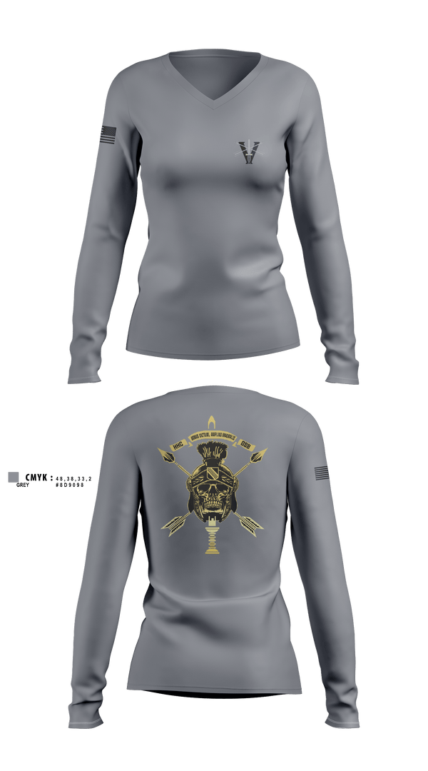 HHC, GSB, 5SFG 78234570 Women's Long Sleeve V-neck Shirt -3
