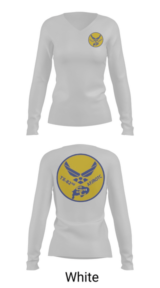 Womens Long Sleeve Vneck Shirt, Samuel Clemens Tx-82 AFJROTC, Air Force, Teamtime, Team time, sublimation, custom sports apparel, team uniforms, spirit wear, spiritwear, sports uniforms, custom shirts, team store, custom team store, fundraiser sports, apparel fundraiser