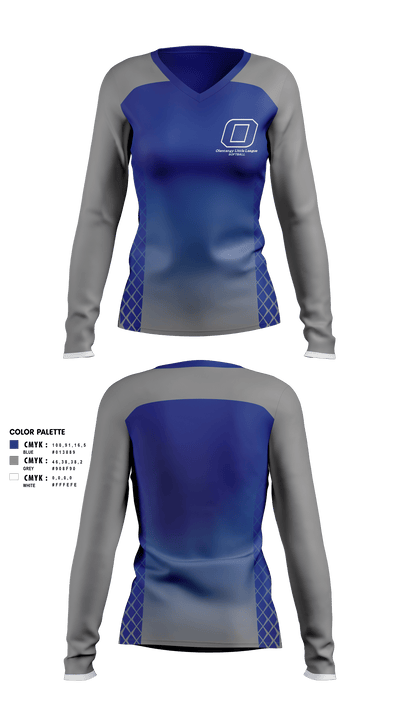 OLENTANGY LITTLE LEAGUE SOFTBALL 62656247 Women's Long Sleeve V-neck Shirt -1