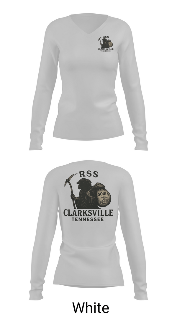 Womens Long Sleeve Vneck Shirt, RSS Clarksville, Marines, Teamtime, Team time, sublimation, custom sports apparel, team uniforms, spirit wear, spiritwear, sports uniforms, custom shirts, team store, custom team store, fundraiser sports, apparel fundraiser