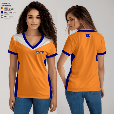 Oswego Youth Tackle Football And Cheer 18248056 Women's Short Sleeve V-neck Shirt - 1