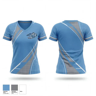 Womens Short Sleeve Vneck Shirt, Winston Salem Tarheels, , Teamtime, Team time, sublimation, custom sports apparel, team uniforms, spirit wear, spiritwear, sports uniforms, custom shirts, team store, custom team store, fundraiser sports, apparel fundraiser