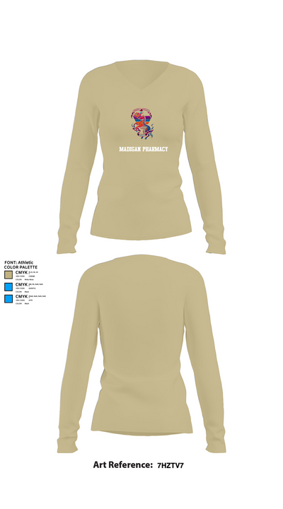 Madigan Pharmacy 51616730 Women's Long Sleeve V-neck Shirt - 82