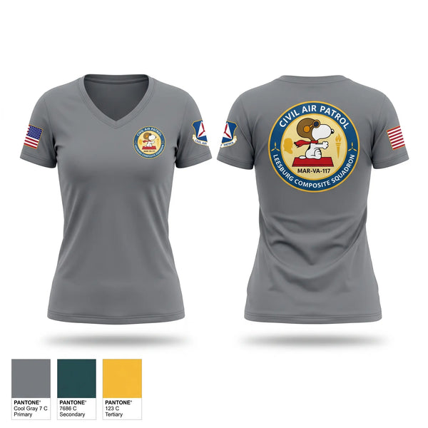 Womens Short Sleeve Vneck Shirt, Leesburg Composite Squadron, Air Force, Teamtime, Team time, sublimation, custom sports apparel, team uniforms, spirit wear, spiritwear, sports uniforms, custom shirts, team store, custom team store, fundraiser sports, apparel fundraiser