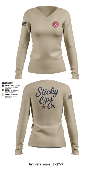 Womens Long Sleeve Vneck Shirt, STICKY OPS & CO., , Teamtime, Team time, sublimation, custom sports apparel, team uniforms, spirit wear, spiritwear, sports uniforms, custom shirts, team store, custom team store, fundraiser sports, apparel fundraiser