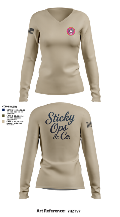 STICKY OPS & CO. 65988086 Women's Long Sleeve V-neck Shirt - 3