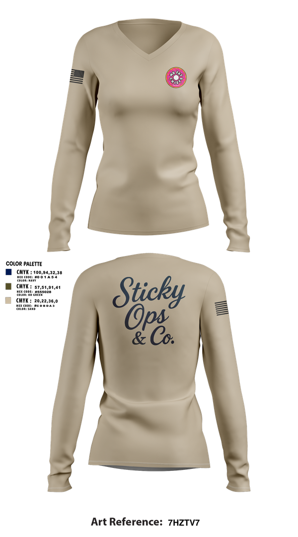 Womens Long Sleeve Vneck Shirt, STICKY OPS & CO., , Teamtime, Team time, sublimation, custom sports apparel, team uniforms, spirit wear, spiritwear, sports uniforms, custom shirts, team store, custom team store, fundraiser sports, apparel fundraiser