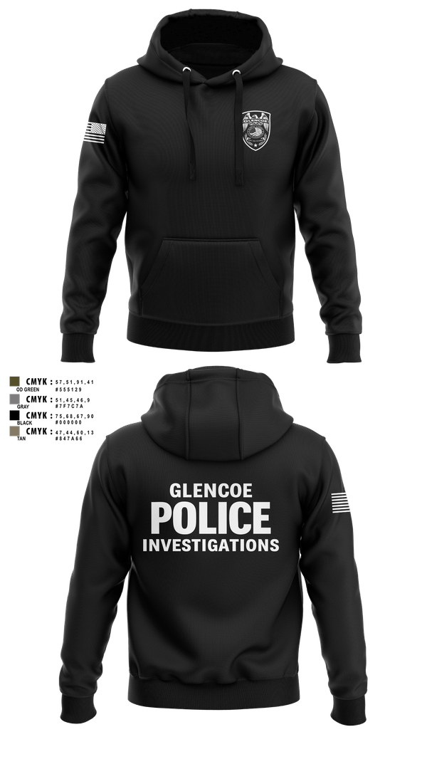 Hoodie, Glencoe Investigations, Police, Teamtime, Team time, sublimation, custom sports apparel, team uniforms, spirit wear, spiritwear, sports uniforms, custom shirts, team store, custom team store, fundraiser sports, apparel fundraiser