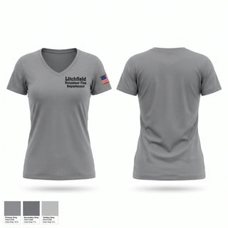 Womens Short Sleeve Vneck Shirt, Litchfield Volunteer Fire Department, Fire Department, Teamtime, Team time, sublimation, custom sports apparel, team uniforms, spirit wear, spiritwear, sports uniforms, custom shirts, team store, custom team store, fundraiser sports, apparel fundraiser