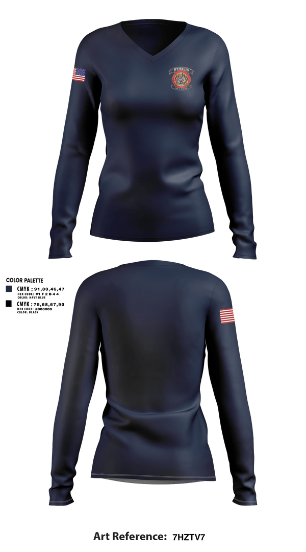 Womens Long Sleeve Vneck Shirt, Byhalia Fire and Rescue, Fire Department, Teamtime, Team time, sublimation, custom sports apparel, team uniforms, spirit wear, spiritwear, sports uniforms, custom shirts, team store, custom team store, fundraiser sports, apparel fundraiser