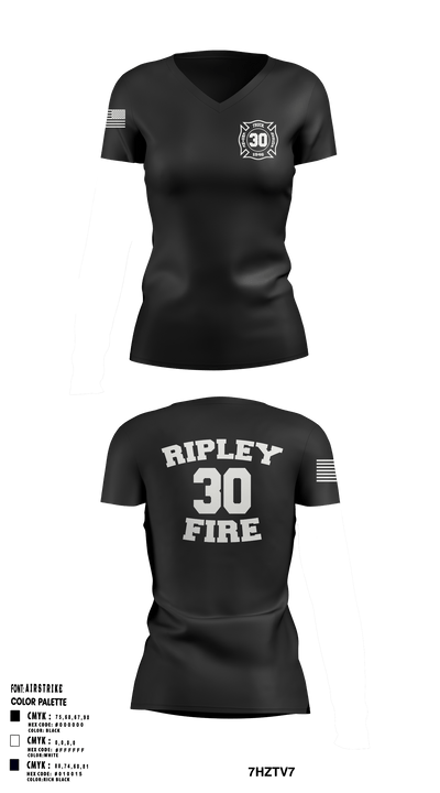 Ripley vol. fire dept 96046558 Women's Short Sleeve V-neck Shirt - 1