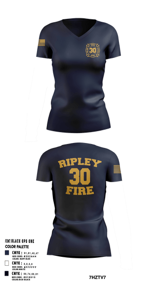 Ripley vol. fire dept 96046558 Women's Short Sleeve V-neck Shirt - 2