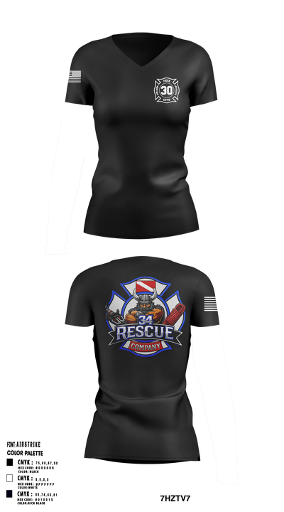 Ripley vol. fire dept 96046558 Women's Short Sleeve V-neck Shirt - 4