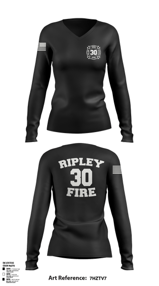 Ripley vol. fire dept 96046558 Women's Long Sleeve V-neck Shirt - 1