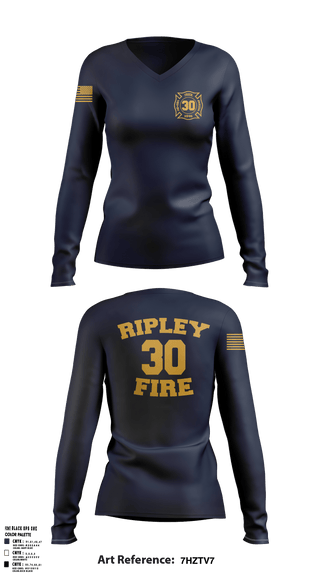 Ripley vol. fire dept 96046558 Women's Long Sleeve V-neck Shirt - 2