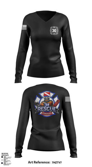 Ripley vol. fire dept 96046558 Women's Long Sleeve V-neck Shirt - 4