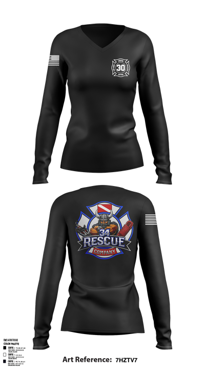 Ripley vol. fire dept 96046558 Women's Long Sleeve V-neck Shirt - 4