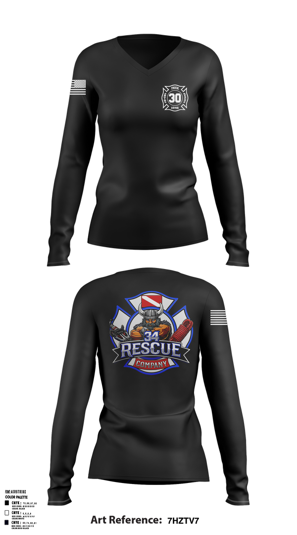 Ripley vol. fire dept 96046558 Women's Long Sleeve V-neck Shirt - 4