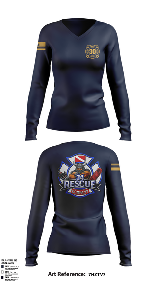 Ripley vol. fire dept 96046558 Women's Long Sleeve V-neck Shirt - 5