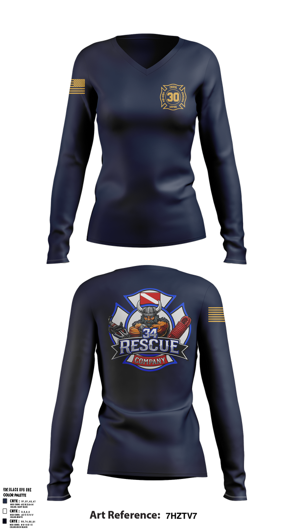 Ripley vol. fire dept 96046558 Women's Long Sleeve V-neck Shirt - 5