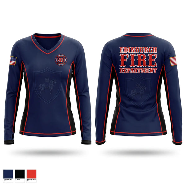 Womens Long Sleeve Vneck Shirt, Edinburgh Fire & Rescue, Fire Department, Teamtime, Team time, sublimation, custom sports apparel, team uniforms, spirit wear, spiritwear, sports uniforms, custom shirts, team store, custom team store, fundraiser sports, apparel fundraiser