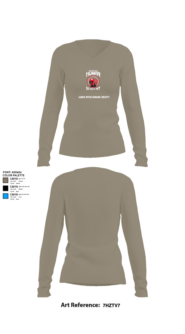 Womens Long Sleeve Vneck Shirt, James River Humane Society, , Teamtime, Team time, sublimation, custom sports apparel, team uniforms, spirit wear, spiritwear, sports uniforms, custom shirts, team store, custom team store, fundraiser sports, apparel fundraiser
