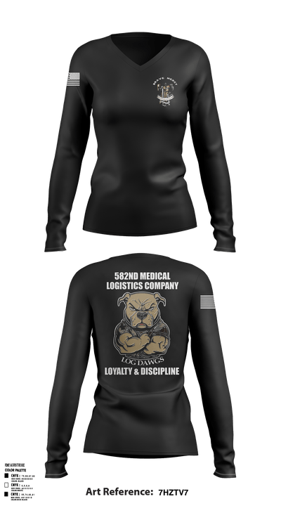 582nd MLC 28327746 Women's Long Sleeve V-neck Shirt - 1