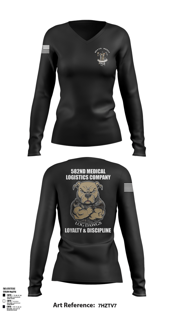 582nd MLC 28327746 Women's Long Sleeve V-neck Shirt - 1