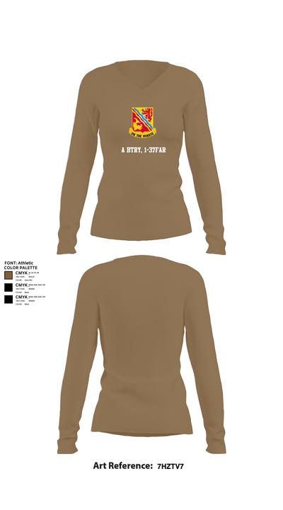 A BTRY, 1-37FAR 4037747 Women's Long Sleeve V-neck Shirt - 2