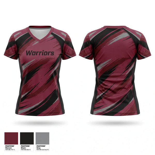 Womens Short Sleeve Vneck Shirt, Warriors, Softball, Teamtime, Team time, sublimation, custom sports apparel, team uniforms, spirit wear, spiritwear, sports uniforms, custom shirts, team store, custom team store, fundraiser sports, apparel fundraiser