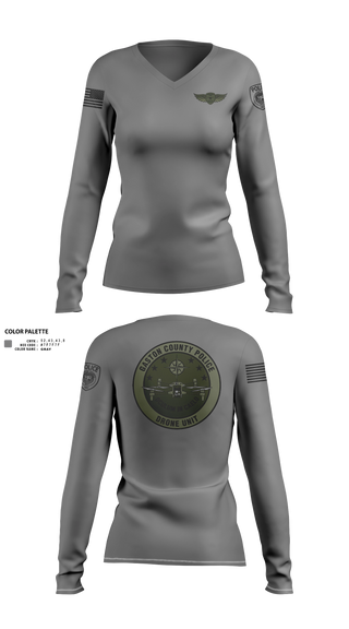 Womens Long Sleeve Vneck Shirt, Drone Unit, Police, Teamtime, Team time, sublimation, custom sports apparel, team uniforms, spirit wear, spiritwear, sports uniforms, custom shirts, team store, custom team store, fundraiser sports, apparel fundraiser