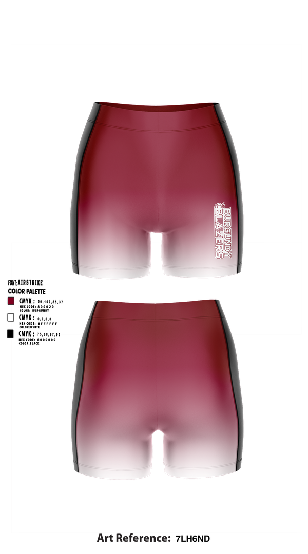 Womens Compression Shorts, Burgundy Blazers, Women's Volleyball, Teamtime, Team time, sublimation, custom sports apparel, team uniforms, spirit wear, spiritwear, sports uniforms, custom shirts, team store, custom team store, fundraiser sports, apparel fundraiser