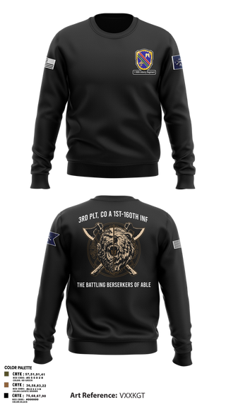 Crew Neck Sweatshirt, Co A, 1st-160th INF, 79th IBCT, , Teamtime, Team time, sublimation, custom sports apparel, team uniforms, spirit wear, spiritwear, sports uniforms, custom shirts, team store, custom team store, fundraiser sports, apparel fundraiser