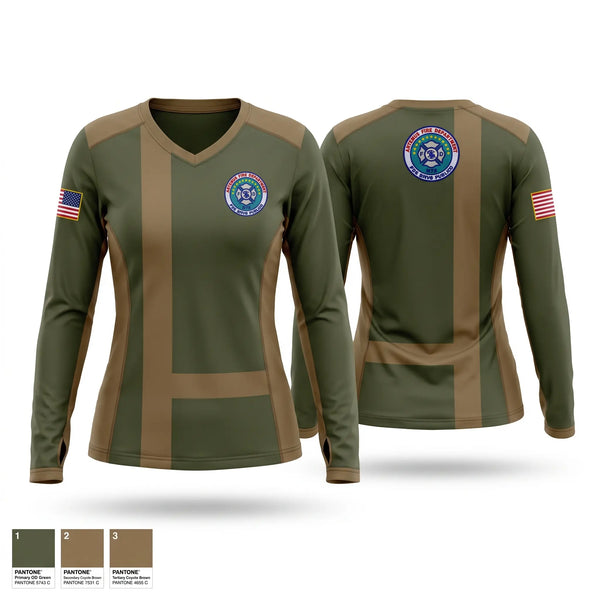 Womens Long Sleeve Vneck Shirt, Artemus fire department, Fire Department, Teamtime, Team time, sublimation, custom sports apparel, team uniforms, spirit wear, spiritwear, sports uniforms, custom shirts, team store, custom team store, fundraiser sports, apparel fundraiser