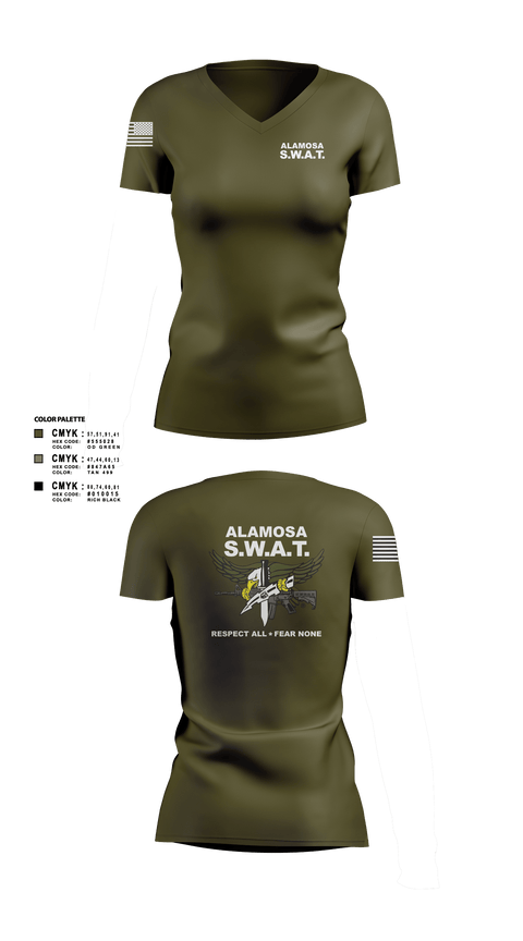 Alamosa SWAT Team 6512641 Women's Short Sleeve V-neck Shirt - 2