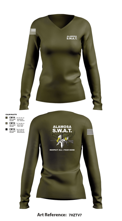 Alamosa SWAT Team 6512641 Women's Long Sleeve V-neck Shirt - 2