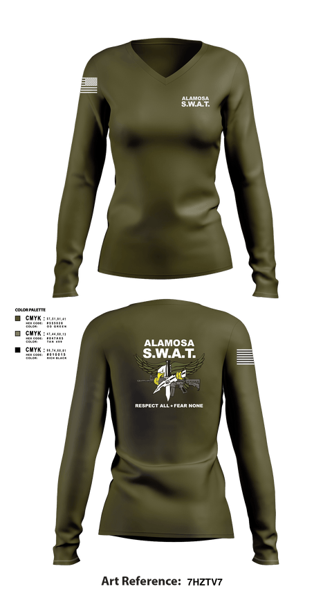 Alamosa SWAT Team 6512641 Women's Long Sleeve V-neck Shirt - 2