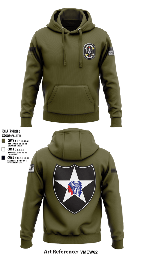 2ND INFANTRY 2ND BRIGADE ALPHA COMPANY 62897068 Hoodie - 1