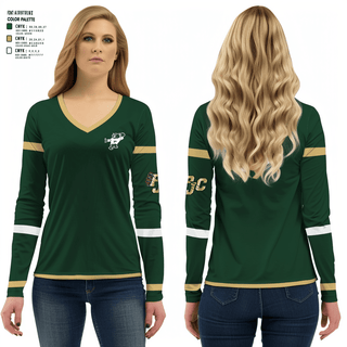 PLAINFIELD JUNIOR CATS FOOTBALL/CHEER Women's Long Sleeve V-neck Shirt -1