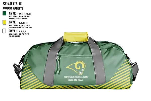 Duffle Bag, Southwick Regional Rams, Track & Field, Teamtime, Team time, sublimation, custom sports apparel, team uniforms, spirit wear, spiritwear, sports uniforms, custom shirts, team store, custom team store, fundraiser sports, apparel fundraiser