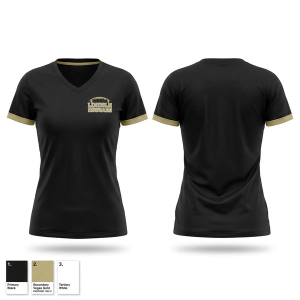 Womens Short Sleeve Vneck Shirt, Lincoln Cougars, , Teamtime, Team time, sublimation, custom sports apparel, team uniforms, spirit wear, spiritwear, sports uniforms, custom shirts, team store, custom team store, fundraiser sports, apparel fundraiser