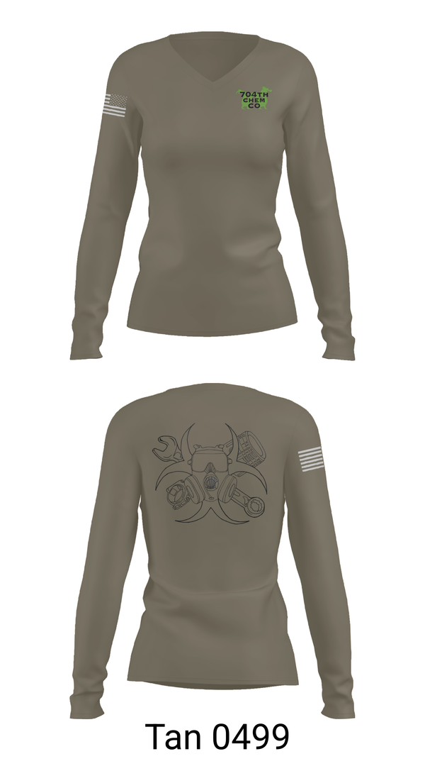 Womens Long Sleeve Vneck Shirt, 704th Chem Co, , Teamtime, Team time, sublimation, custom sports apparel, team uniforms, spirit wear, spiritwear, sports uniforms, custom shirts, team store, custom team store, fundraiser sports, apparel fundraiser