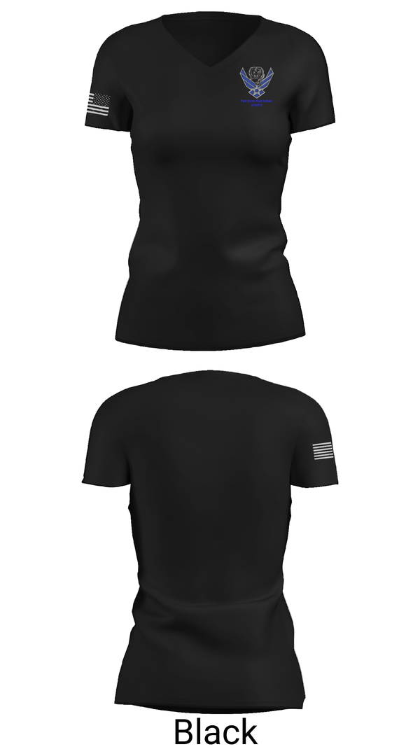 Womens Short Sleeve Vneck Shirt, Palo Verde AFJROTC, Air Force, Teamtime, Team time, sublimation, custom sports apparel, team uniforms, spirit wear, spiritwear, sports uniforms, custom shirts, team store, custom team store, fundraiser sports, apparel fundraiser