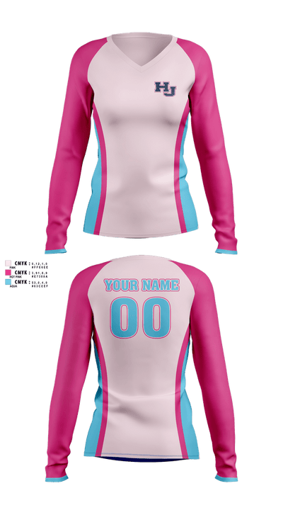 Hardin Jefferson Lady Hawks 24743911 Women's Long Sleeve V-neck Shirt - 2