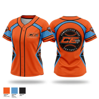 Two Button Softball Jersey, Competitive edge diamonds, Softball, Teamtime, Team time, sublimation, custom sports apparel, team uniforms, spirit wear, spiritwear, sports uniforms, custom shirts, team store, custom team store, fundraiser sports, apparel fundraiser
