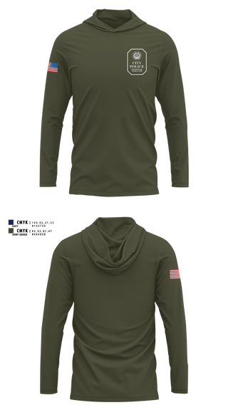 Long Sleeve hooded sunshirt, Rockville City Police, Police, Teamtime, Team time, sublimation, custom sports apparel, team uniforms, spirit wear, spiritwear, sports uniforms, custom shirts, team store, custom team store, fundraiser sports, apparel fundraiser