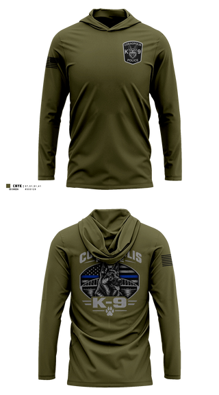 Long Sleeve hooded sunshirt, Coraopolis Police Department, Police, Teamtime, Team time, sublimation, custom sports apparel, team uniforms, spirit wear, spiritwear, sports uniforms, custom shirts, team store, custom team store, fundraiser sports, apparel fundraiser
