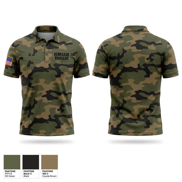 Short Sleeve Performance Polo, Renegade Rangers, Army, Teamtime, Team time, sublimation, custom sports apparel, team uniforms, spirit wear, spiritwear, sports uniforms, custom shirts, team store, custom team store, fundraiser sports, apparel fundraiser